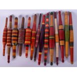 FOURTEEN VINTAGE INDIAN PAINTED ROLLING PINS. Largest 34 cm long. (14)