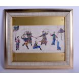 A FINE 19TH CENTURY CHINESE PITH PAPER WATERCOLOUR Qing, painted with six figures dancing. Image 30