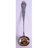 A MID 19TH CENTURY CONTINENTAL SILVER LADLE. 10.2 oz. 36 cm long.