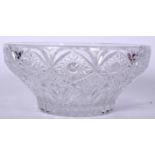 A FINE LEAD CRYSTAL GLASS PUNCH BOWL, formed with panels of foliage. 26 cm wide.