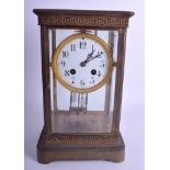 AN EARLY 20TH CENTURY FRENCH FOUR GLASS REGULATOR MANTEL CLOCK. 28 cm x 16 cm.