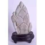 AN EARLY 20TH CENTURY CHINESE CARVED JADEITE SCHOLARS MOUNTAIN Late Qing. Jadeite 17 cm x 9 cm.