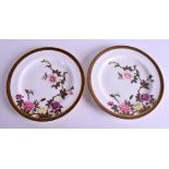 A PAIR OF 19TH CENTURY ROYAL WORCESTER DISHES. 17 cm diameter.