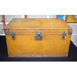 A RARE VINTAGE YELLOW LOUIS VUITTON AUTOMOBILE TRAVELLING LEATHER TRUNK. 75 cm x 45 cm x 40 cm.