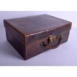 AN EDWARDIAN CROC SKIN LEATHER TRAVELLING CASE. 40 cm x 30 cm.