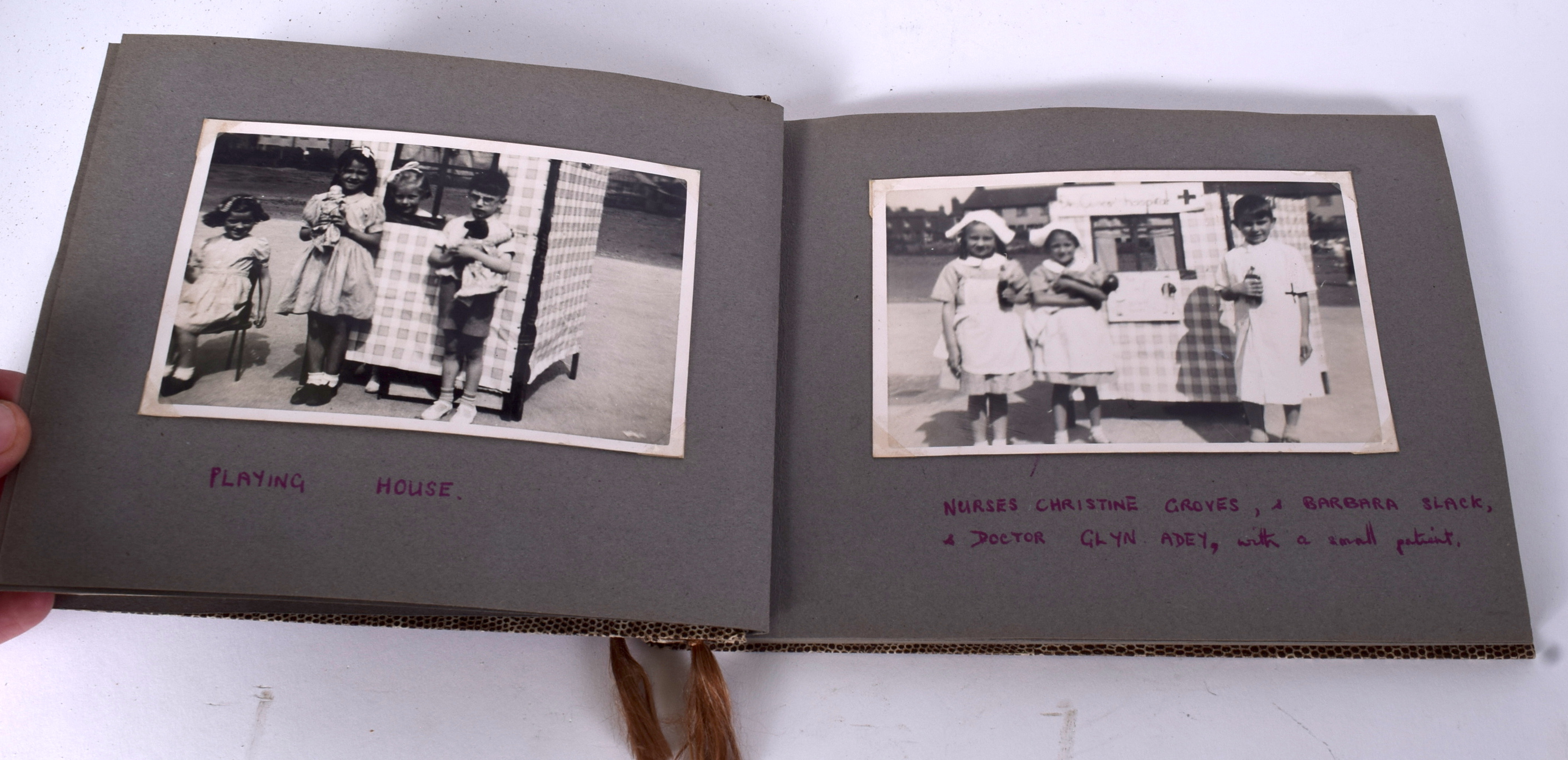 A 1940'S WELSH PHOTOGRAPH ALBUM, mostly containing images of children at play. Album 17.5 cm x 23.5 - Image 4 of 6