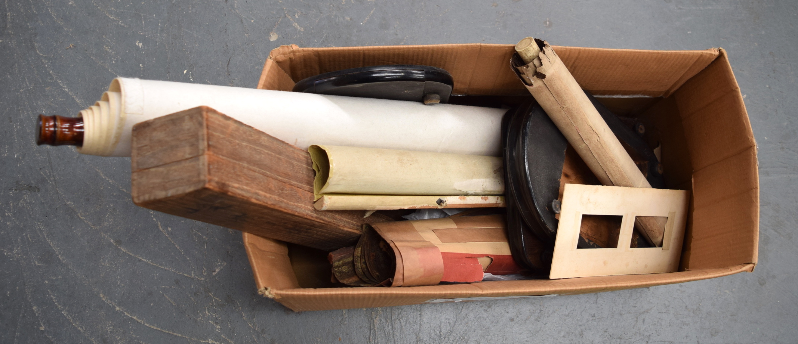 A GROUP OF CHINESE SCROLLS, together with wooden stands. (qty)