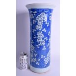 A LARGE 19TH CENTURY CHINESE BLUE AND WHITE GU SHAPED VASE Qing, painted with prunus. 44 cm x 18 cm