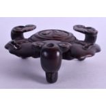 A FINE 19TH CENTURY CHINESE CARVED HONGMU CENSER STAND Qing. 11 cm x 10 cm.