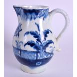 A GOOD 18TH CENTURY LOWESTOFT SPARROW BEAK JUG painted with a fenced garden and flowering plant. 8.