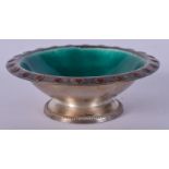 AN ART DECO SILVER AND ENAMEL BOWL. 6.75 cm wide.