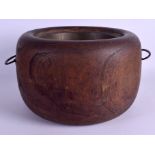 A 19TH CENTURY JAPANESE MEIJI PERIOD CARVED BAMBOO WOOD BOWL. 30 cm x 24 cm.