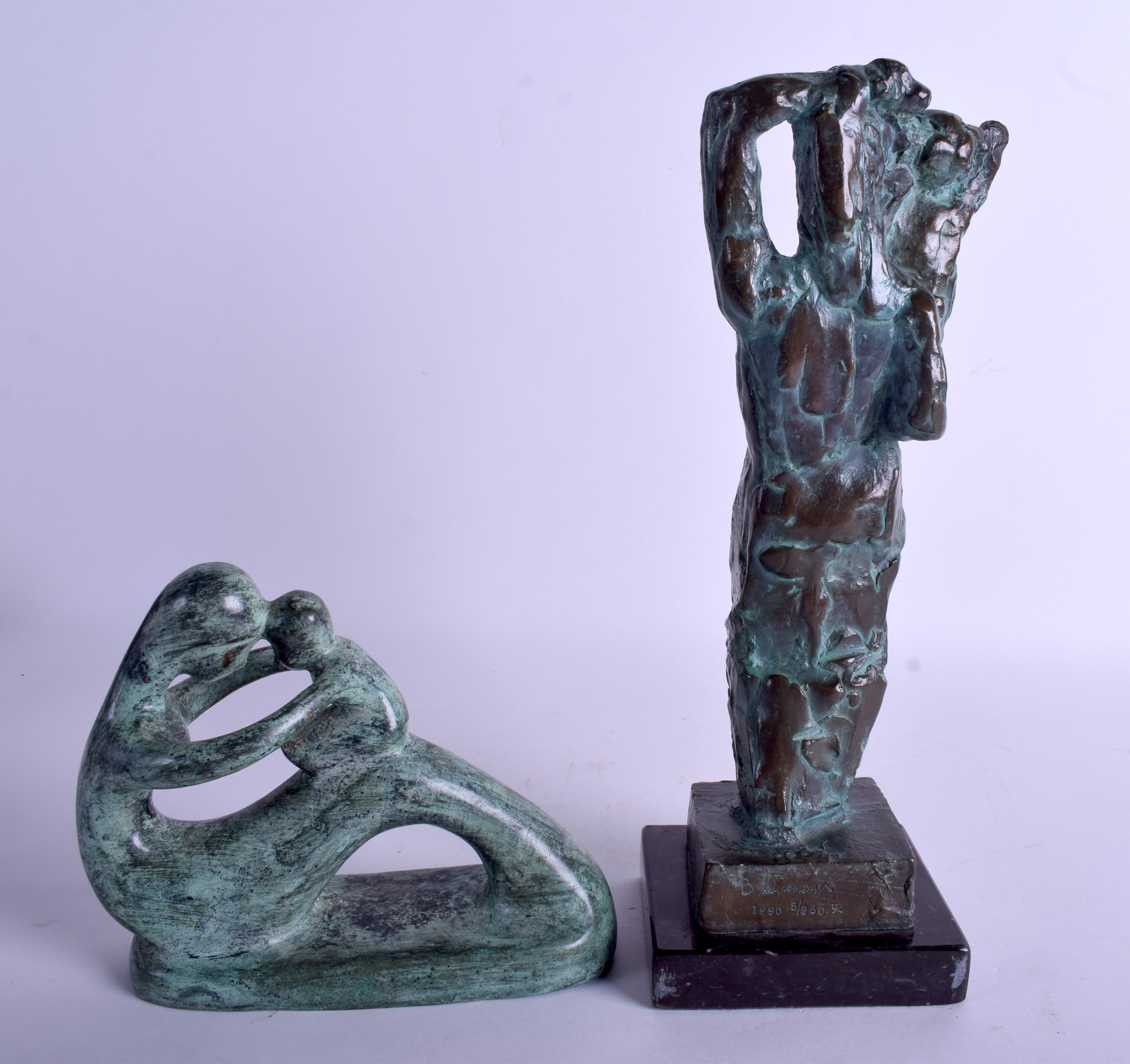 A RUSSIAN SOVIET BRONZE SCULPTURE OF A MOTHER AND CHILD by Vladimir Efimovich Tsigal (1917-2013) to - Image 2 of 5