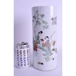 A LARGE CHINESE REPUBLICAN PERIOD FAMILLE ROSE VASE decorated with figures and calligraphy. 28 cm h