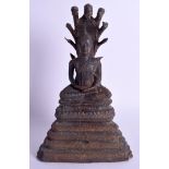 A 19TH CENTURY THAI INDIAN BRONZE FIGURE OF A BUDDHA modelled with hands clasped. 28 cm x 16 cm.