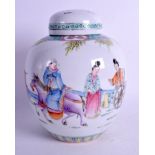 AN EARLY 20TH CENTURY CHINESE FAMILLE ROSE GINGER JAR AND COVER Guangxu/Republic. 21.5 cm high.