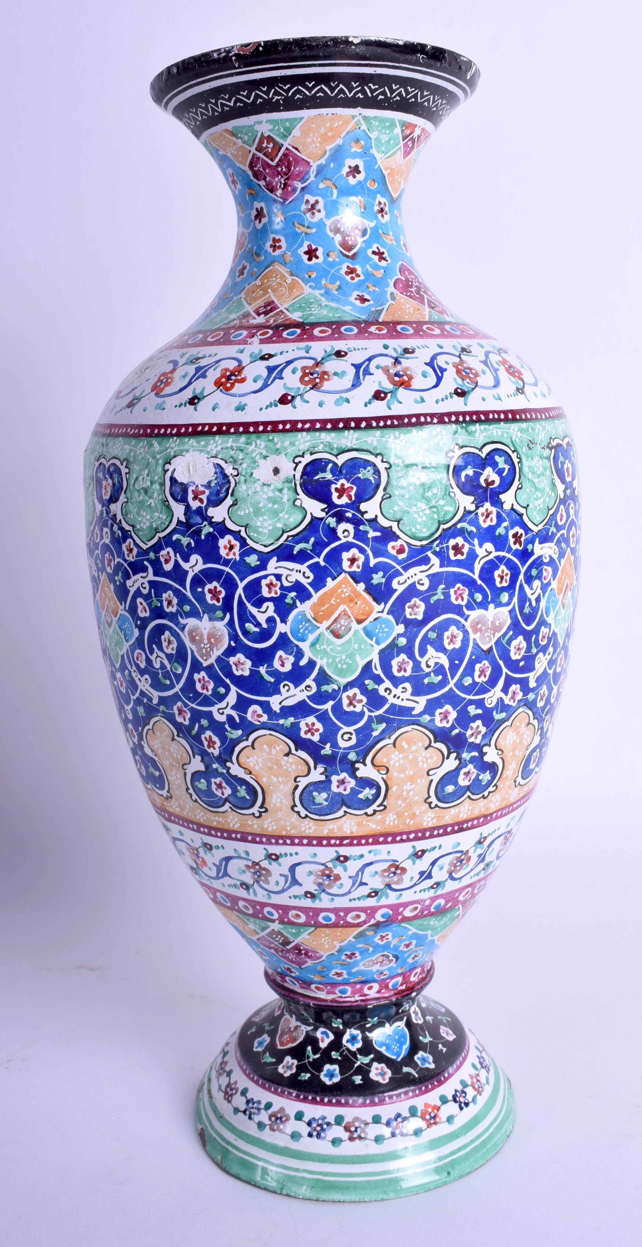 AN EARLY 20TH CENTURY PERSIAN ENAMEL VASE decorated with foliage and scrolling motifs. 25 cm high. - Image 2 of 3