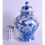 A LARGE 19TH CENTURY CHINESE BLUE AND WHITE VASE AND COVER Qing, painted with birds amongst foliage