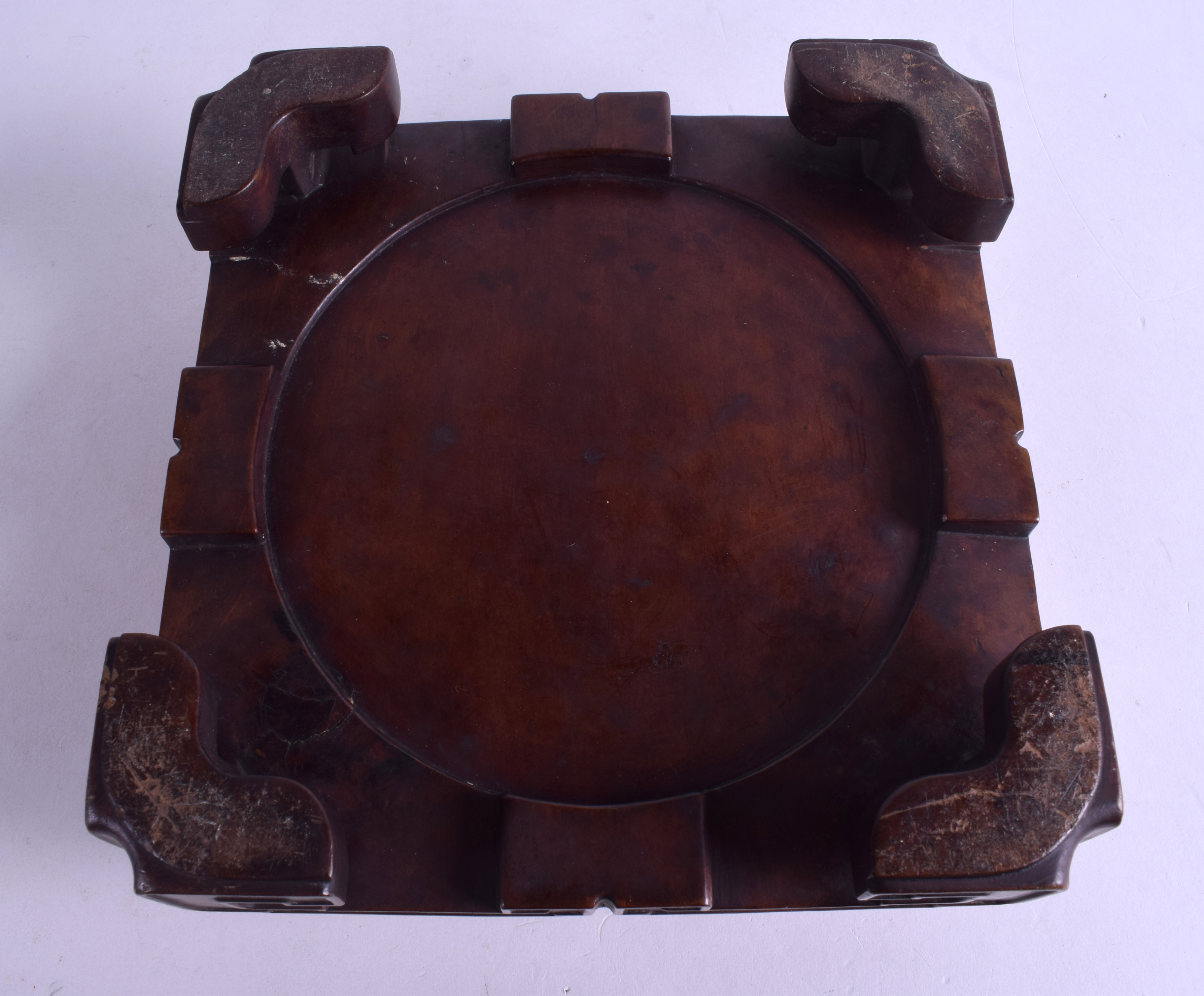 A FINE 19TH CENTURY CHINESE CARVED HARDWOOD HONGMU DISPLAY STAND possibly Huanghuali. 20 cm square, - Image 4 of 4