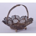 A MID 19TH CENTURY CONTINENTAL SILVER FILIGREE BASKET possibly Maltese. 7 cm wide.