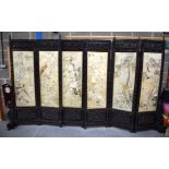 A VERY RARE AND LARGE MID 19TH CENTURY CHINESE HONGMU AND SILK SCREEN comprising of six sections in