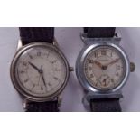 A 1940S MILITARY ROLEX STYLE WRISTWATCH together with a similar vintage wristwatch. 2.75 cm wide. (