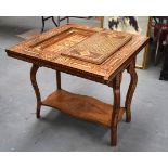 A RARE ANTIQUE TUMBRIDGEWARE GAMING CARD TABLE, extensive inlaid geometric design. 80 cm x 80 cm.