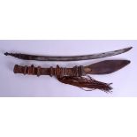 A RARE 19TH/20TH CENTURY WEST AFRICAN MANDINGO SWORD with possible European import blade. 85 cm lon