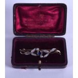 A GOOD VICTORIAN GOLD DIAMOND AND SAPPHIRE BROOCH. 4.5 grams. 4.5 cm wide.