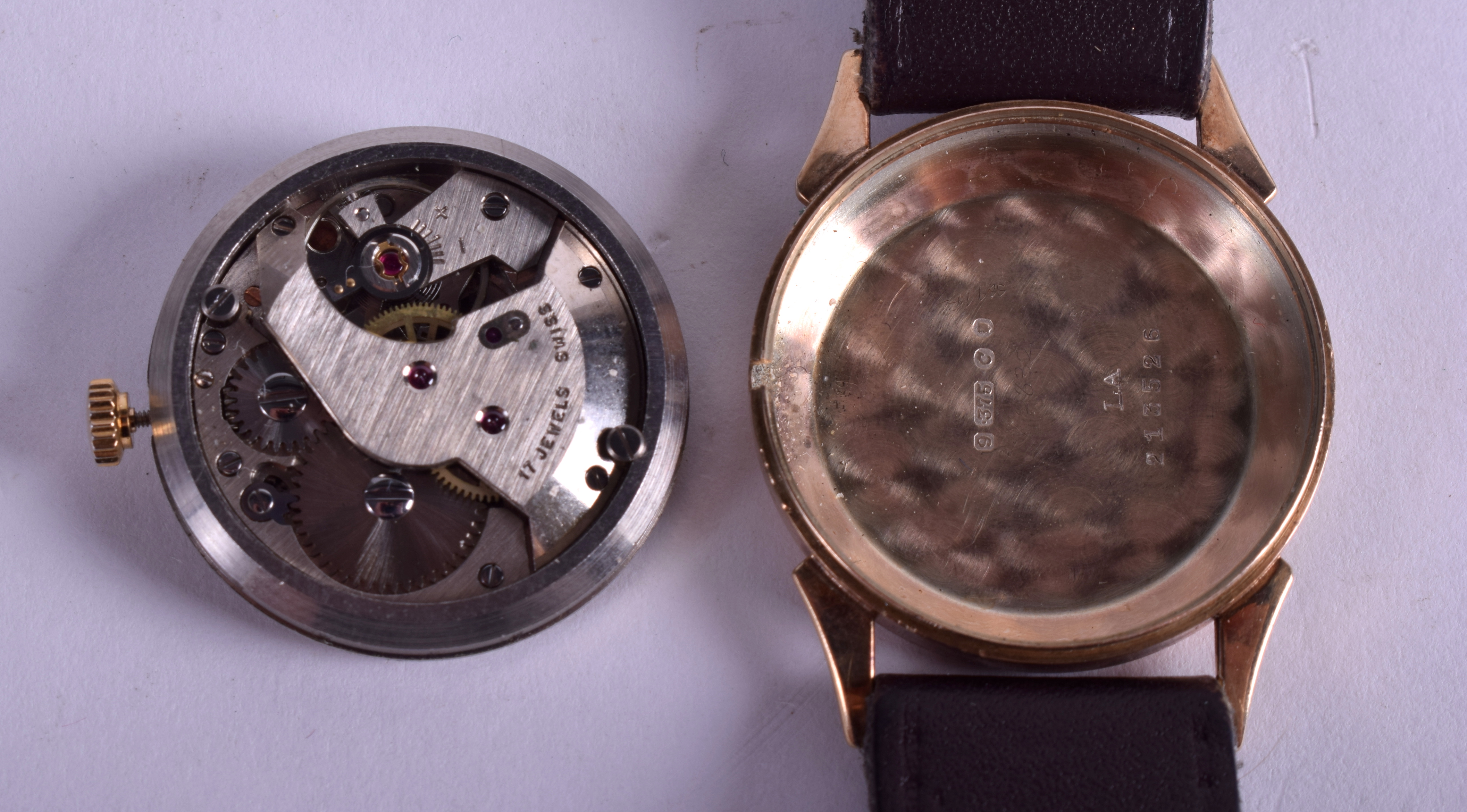 A VINTAGE 9CT GOLD ARISTEX ANTIMAGNETIC WRISTWATCH. 2.5 cm diameter. - Image 3 of 3