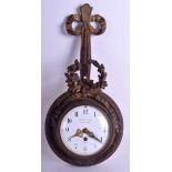 A 19TH CENTURY FRENCH EMPIRE STYLE HANGING WALL CLOCK Bagues & Fils A Paris. 48 cm x 21 cm.