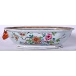 AN 18TH CENTURY CHINESE PORCELAIN TUREEN, painted with flowering rock, Qianlong. 34 cm wide.