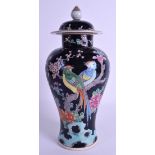 A 19TH CENTURY JAPANESE MEIJI PERIOD FAMILLE NOIRE VASE AND COVER together with a Late Qing crackle