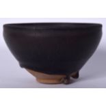 A CHINESE HARESFOOT POTTERY BOWL, formed with drip glaze. 12 cm wide.