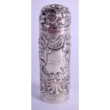 AN ANTIQUE EMBOSSED SILVER SCENT BOTTLE. 8.5 cm high.