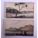 A FINE PAIR OF 19TH CENTURY CHINESE WATERCOLOURS Qing. 8.5 cm x 4.75 cm.