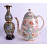 A LARGE 19TH CENTURY JAPANESE MEIJI PERIOD SATSUMA TEAPOT AND COVER together with a Cloisonne ename