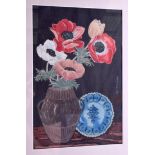 A 19TH CENTURY JAPANESE WOODBLOCK PRINT by Urushibara Mokuchu (1888-1958) Anemones, C1915. Image 19