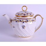 AN 18TH CENTURY DERBY PORCELAIN TEAPOT AND COVER painted with cornflowers. 21 cm wide.