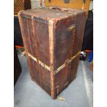 A VERY RARE EARLY FRENCH LOUIS VUITTON PLAIN LEATHER TRAVELLING WARDROBE with fitted interior and s