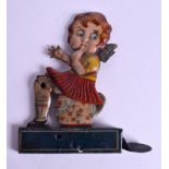 A VERY RARE 1930S GERMAN NOVELTY TIN PLATE BETTY BOOP 'MOUSE' TOY. 11 cm x 11 cm.