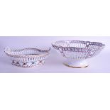 TWO CONTINENTAL IMPERIAL PORCELAIN RETICULATED DISHES. 24 cm & 22 cm wide. (2)