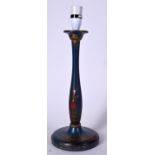 A 1920'S BLUE CHINOISERIE LACQUERED LAMP, decorated in the oriental taste, purchased new in 1924. T