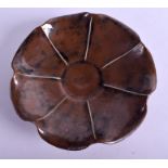 A 19TH CENTURY CHINESE CAFE AU LAIT GLAZED STONEWARE DISH Qing, of scalloped form. 15.5 cm wide.