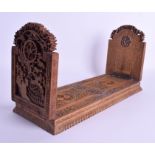 A RARE 19TH CENTURY CHINESE CARVED SANDALWOOD SLIDING BOOK RACK Late Qing. 65 cm wide extended.