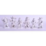 A SET CAPO DI MONTE ITALIAN NAPLES PORCELAIN DWARF MUSICIANS after the 18th CENTURY Doccia original