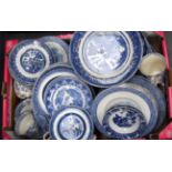 A QUANTITY OF BLUE AND WHITE CHINA, varying design. (qty)