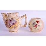 A ROYAL WORCESTER JUG of unusual shape 1382, C1892, together with a spherical pot 161G C1906. (2)