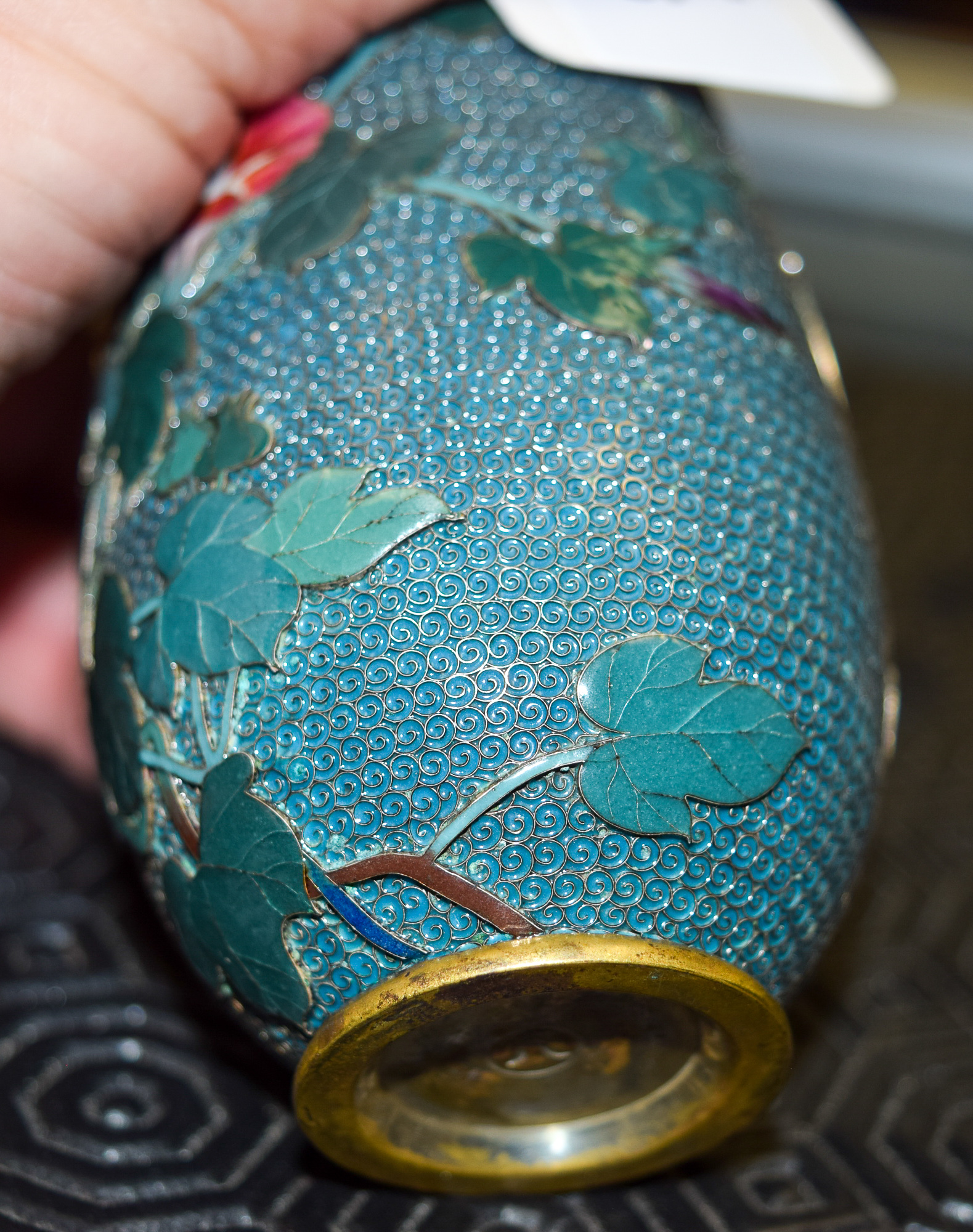 A RARE 19TH CENTURY JAPANESE MEIJI PERIOD CLOISONNE ENAMEL VASE by Hayashi Hachizaemon (1850-1908), - Image 9 of 12