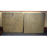A RARE PAIR OF CHINESE QING DYNASTY CARVED MARBLE STONE SCHOLARS SLABS. 60 cm square.